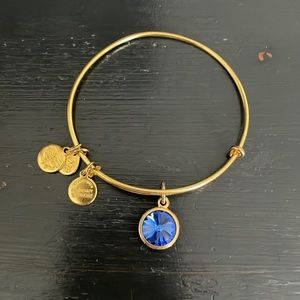 Alex and Ani Sapphire Blue December Birthstone Gold Bangle Bracelet